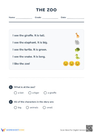 Grade 3 Reading Comprehension — Printable No-Prep Worksheet
