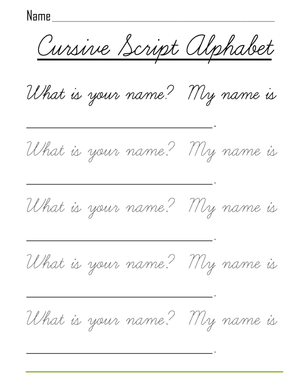 Printable Cursive Name Writing Worksheet | Grade 2