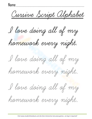 Cursive Script Alphabet Worksheet: Handwriting Practice