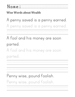 Wise Words About Wealth: Financial Literacy Worksheet