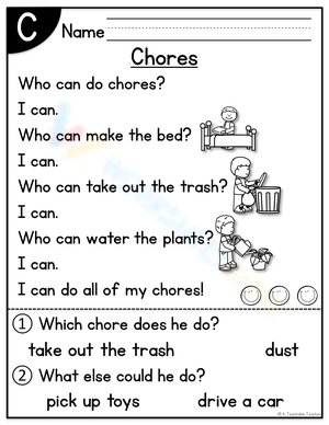 Chores Worksheet: Learning Responsibility at Home