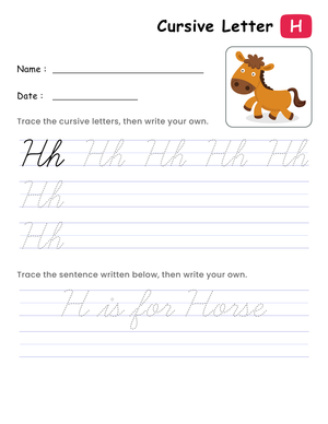 Cursive Letter H Practice: Handwriting Skills
