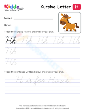 Cursive Letter H Practice: Handwriting Skills