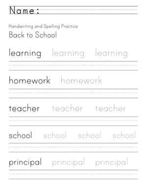Back to School Handwriting Practice | Essential Grade 2-3