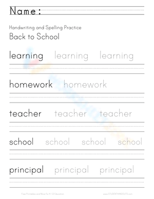 Back to School Handwriting Practice
