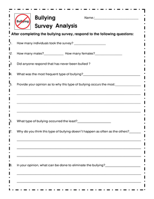 Bullying Survey Analysis Worksheet: Understanding Bullying