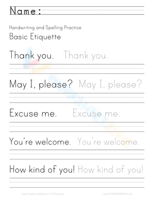 Handwriting Practice: Basic Etiquette