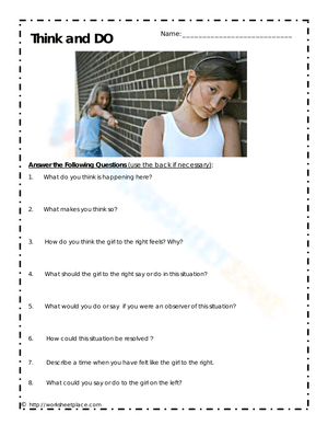 Think and Do Worksheet 2: Enhance Critical Thinking Skills