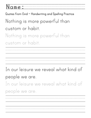 Ovid Quotes Handwriting Worksheet | Grade 3 Printable