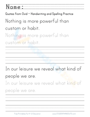 Ovid Quotes Handwriting Worksheet