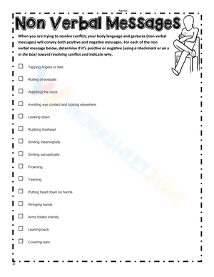 Non-Verbal Messages Worksheet: Understanding Communication