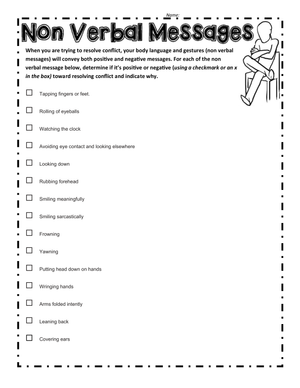 Non-Verbal Messages Worksheet: Understanding Communication