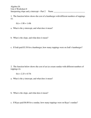 Interpreting Slope and Y-Intercept: Math Concepts