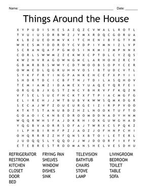 Things Around the House: Vocabulary Worksheet