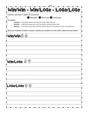 Conflict Outcomes Worksheet: Resolution Strategies