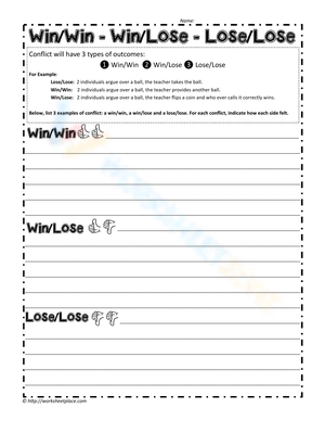 Conflict Outcomes Worksheet: Resolution Strategies