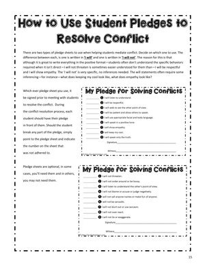 Conflict Pledge Sheets: Promote Positive Resolution
