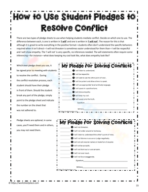 Conflict Pledge Sheets: Promote Positive Resolution