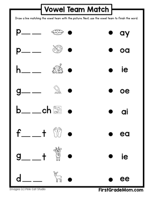 Vowel Team Match 1: Phonics Worksheet