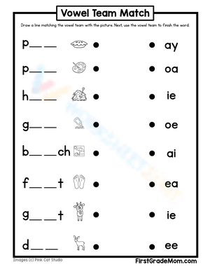 Vowel Team Match 1: Phonics Worksheet