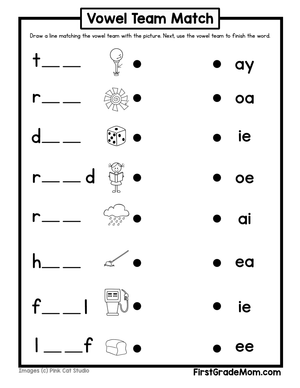 Vowel Team Match 2: Phonics Practice Worksheet