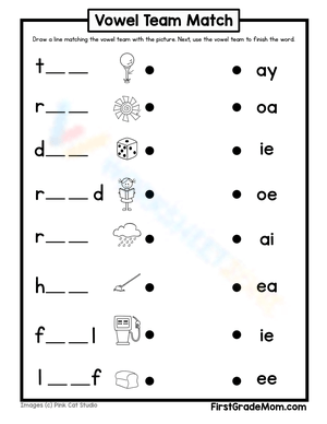 Vowel Team Match 2: Phonics Practice Worksheet