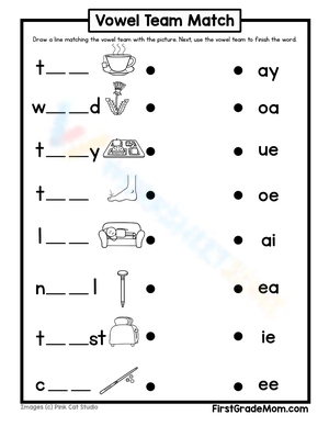 Match the Vowel Team worksheet