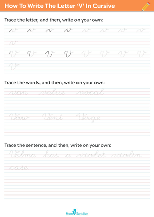 How to Write Letter V in Cursive Worksheet