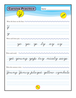 Cursive Practice: Letter Y Worksheet