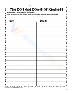 The Do's and Don'ts of Kindness Worksheet