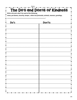 The Do's and Don'ts of Kindness Worksheet