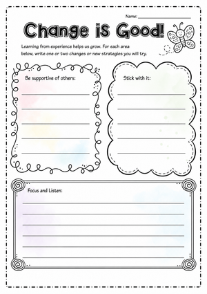 Change is Good! Printable Social Skills Worksheet: Grade 6-7