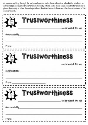 Essential Trustworthiness Slips | Grade 6-7 Social Skills