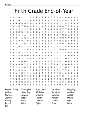 Fifth Grade End of Year Worksheet