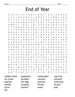 Grade 3 End of Year Vocabulary — Printable Word Search