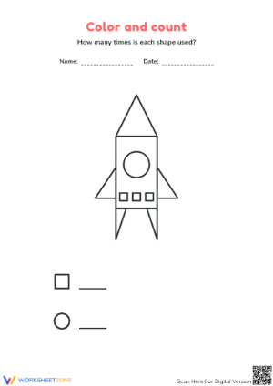Printable Color and Count Shapes Worksheet for Preschool
