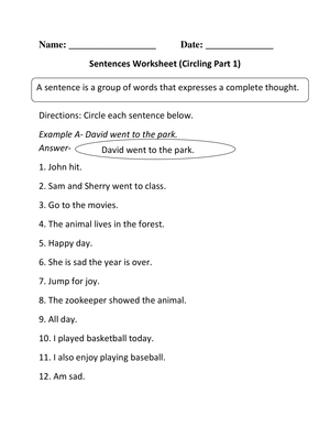 Practice Writing Complete Sentences Worksheet