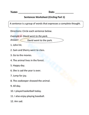 Free Sentence and Phrase Worksheet for grade 2 PDF