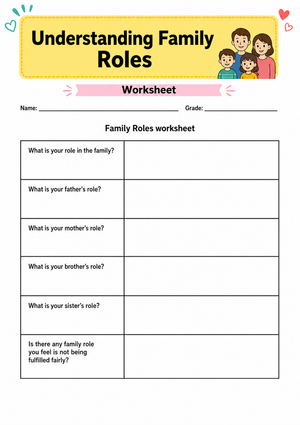 Printable Family Roles Worksheet | Social Skills Guide