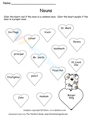 Valentine's Day Common and Proper Nouns Worksheet