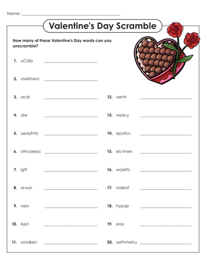Valentine's Day Word Scramble
