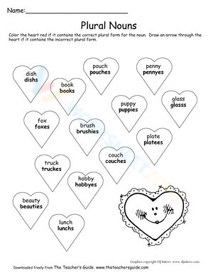 Valentine's Day Plural Nouns Worksheet