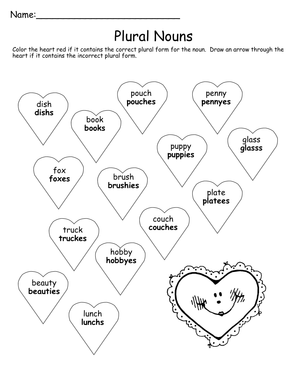 Valentine's Day Plural Nouns Worksheet