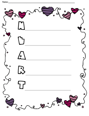 Heart Acrostic Poem Worksheet