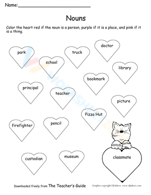 Valentine's Day Nouns Identification Worksheet