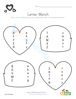 Valentine's Day Letter Matching Worksheet