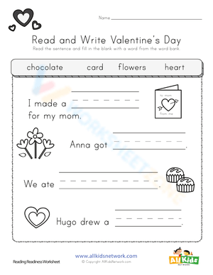 Valentine's Day Reading and Writing Worksheet