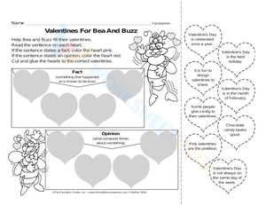 Valentine's for Bea and Buzz Worksheet