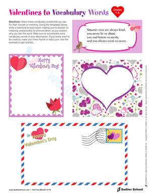 Valentine's Day Vocabulary Worksheet
