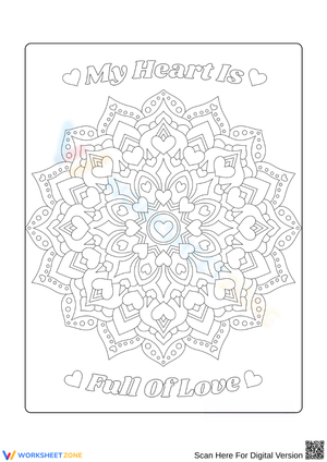 Heart Mandala Coloring Page 